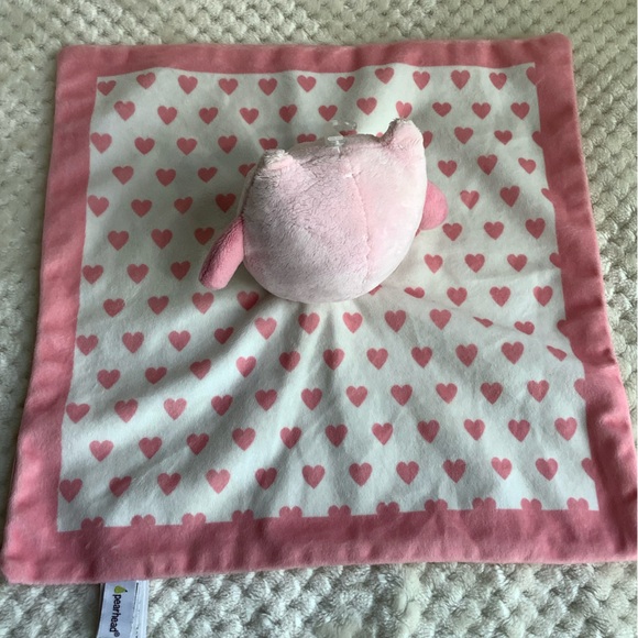 Pearhead Plush Pink White Owl Lovey with Hearts Security Blanket Stuffed Toy - Picture 9 of 15
